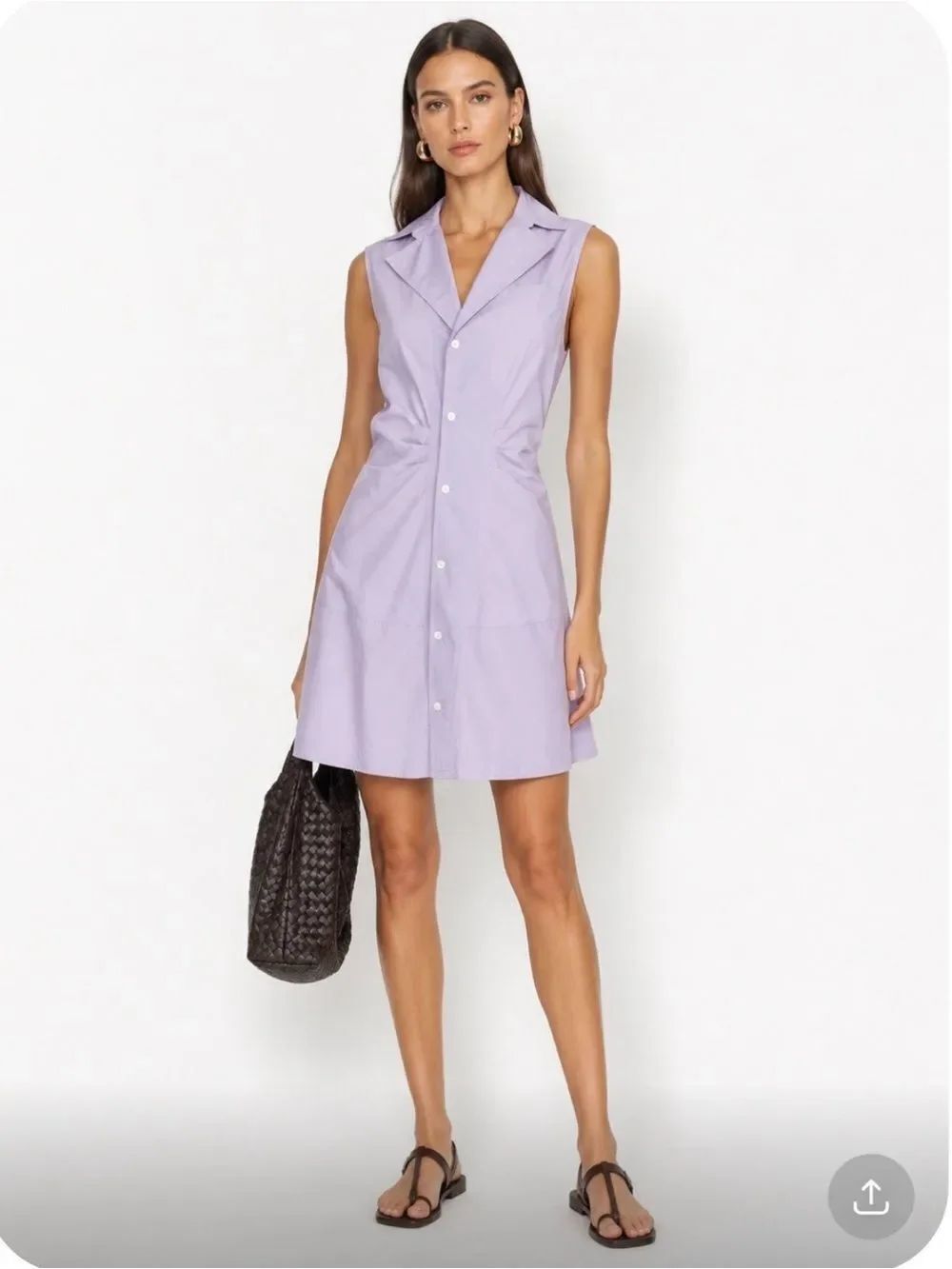 DEREK LAM 100% Cotton Lilac Sleeveless Button-Front Mini Dress Size 8